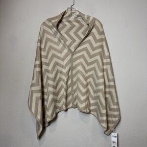 Cruise Club Cardishawl Metallic Chevron Gold Cream Beige Shawl Wrap New w/ Tags!